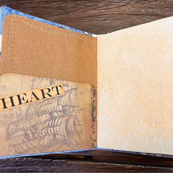 Handmade Mini Sewn Journal Clouds Floral Blank Pages 1 Signature Small Journal - Picture 7 of 12